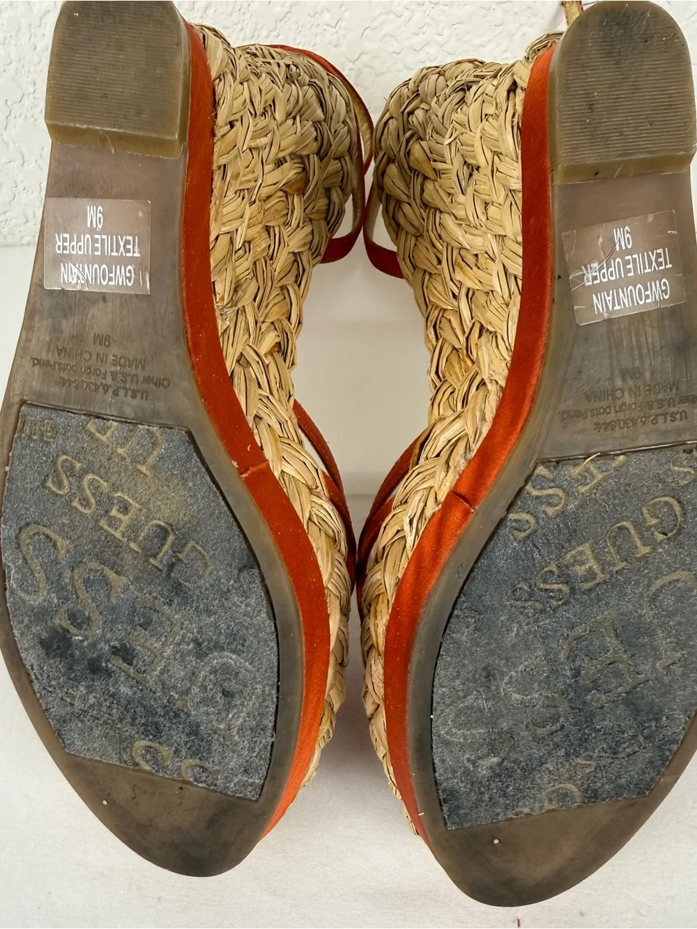 Guess GW Fountain Orange Espadrille Wedge Sandals | Women's 9M